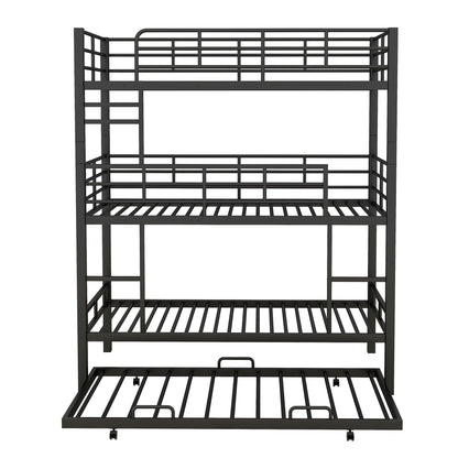 Triple Bunk Bed With Trundle, Heavy Duty Steel Construction - The Sleep Loft - Online Mattress Showroom NYC