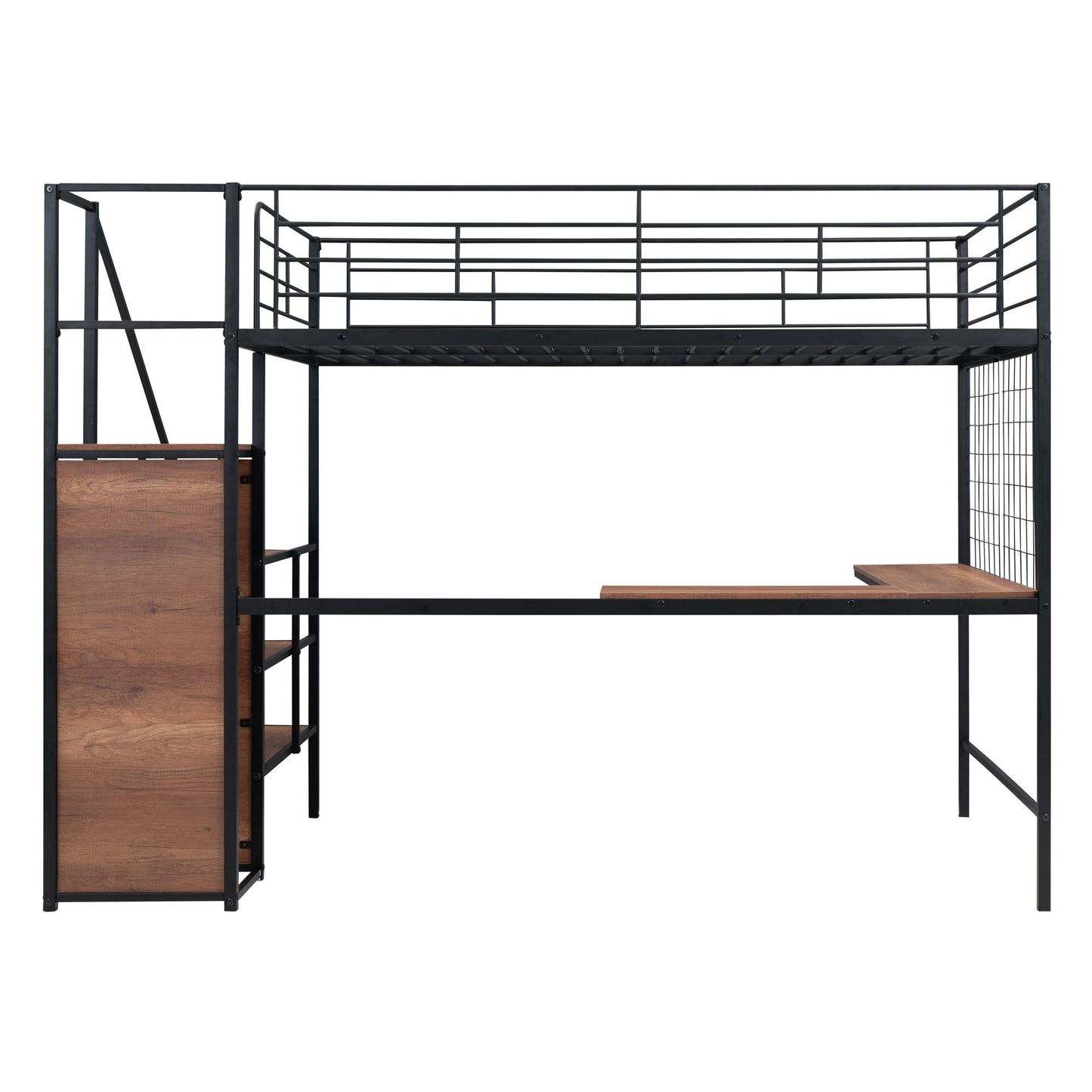 Loft Bed With Desk And Grid, Stylish Frame With Lateral Storage Ladder And Wardrobe - The Sleep Loft - Online Mattress Showroom NYC