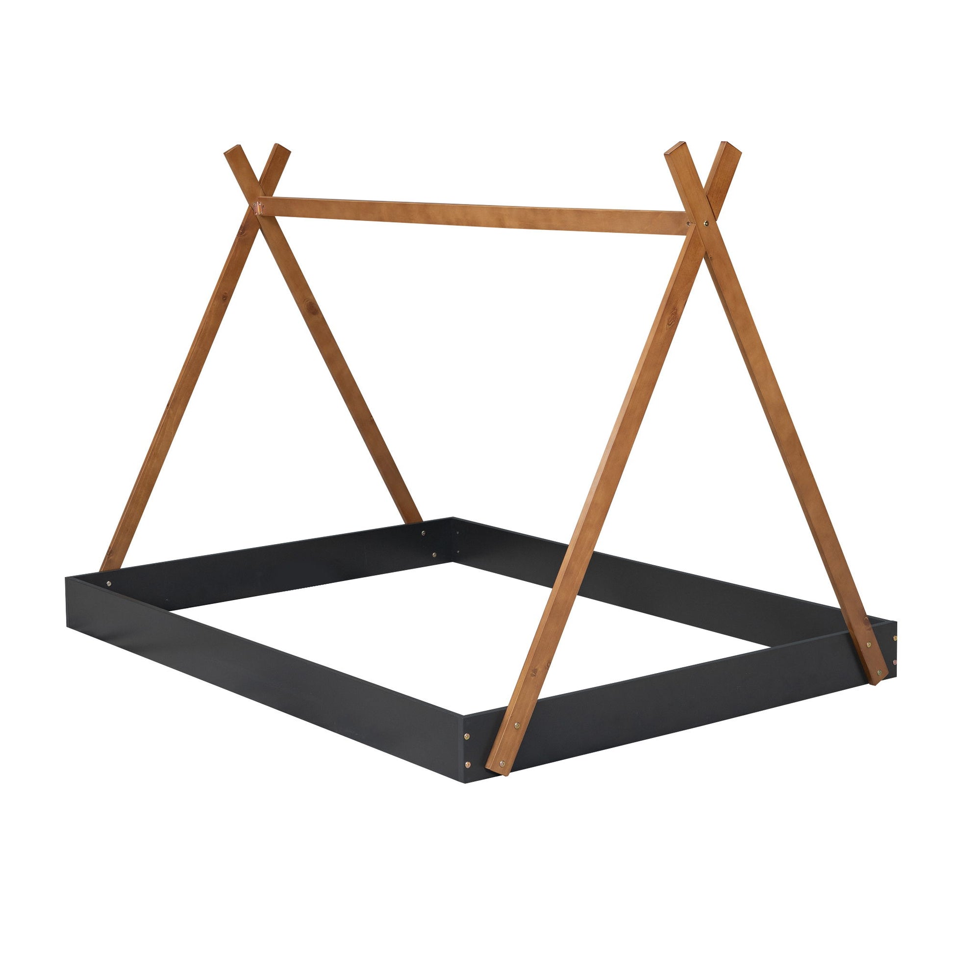 Full Size Tent Floor Bed With Triangle Structure, Low Profile Design - Black / Brown - The Sleep Loft - Online Mattress Showroom NYC