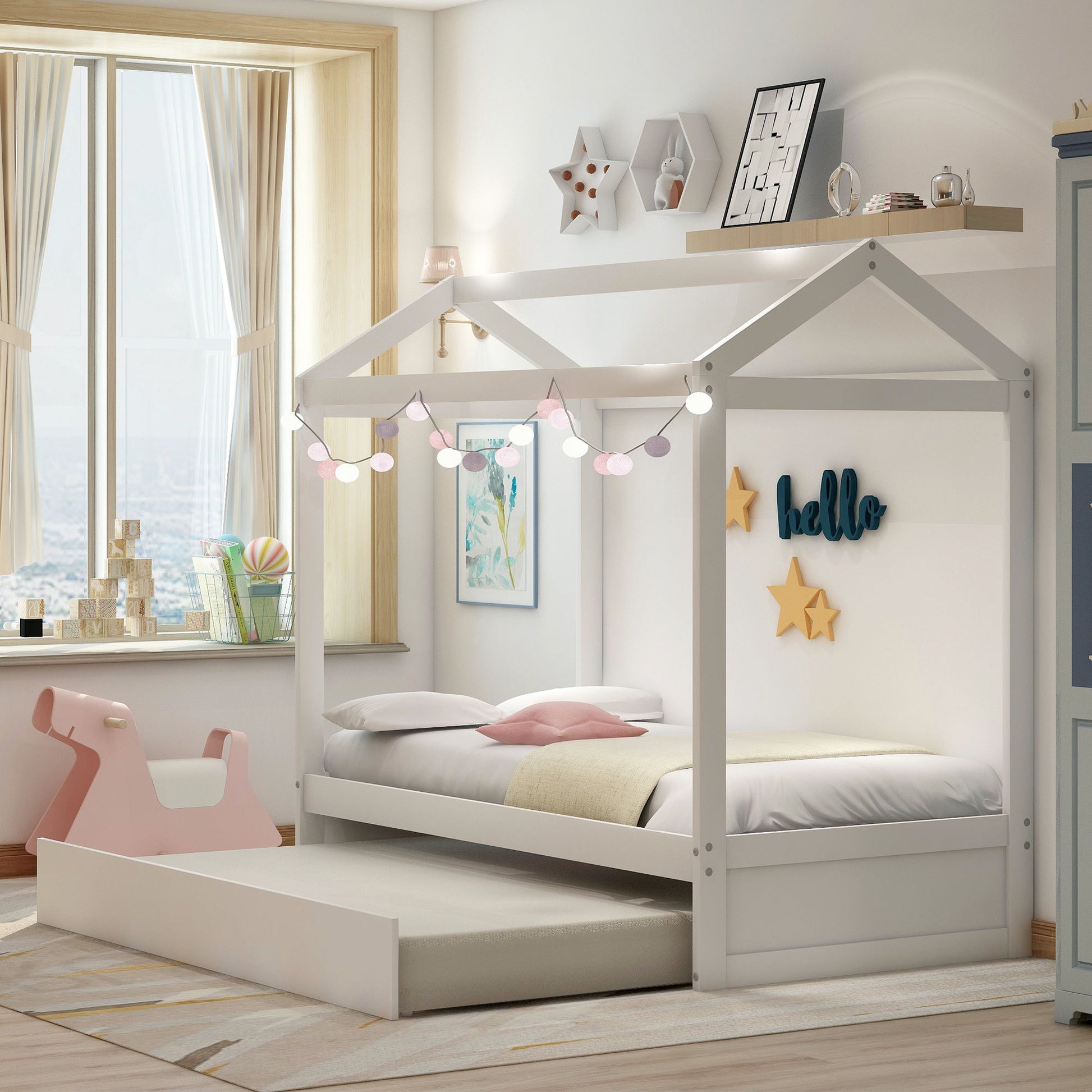House Bed With Trundle In, Twin Size - White - The Sleep Loft - Online Mattress Showroom NYC
