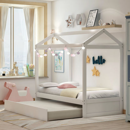 House Bed With Trundle In, Twin Size - White - The Sleep Loft - Online Mattress Showroom NYC