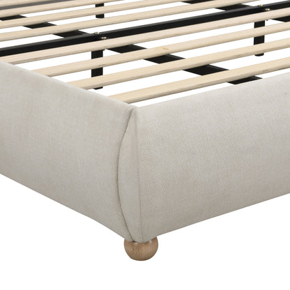Upholstered Platform Bed Frame With Curved Headboard