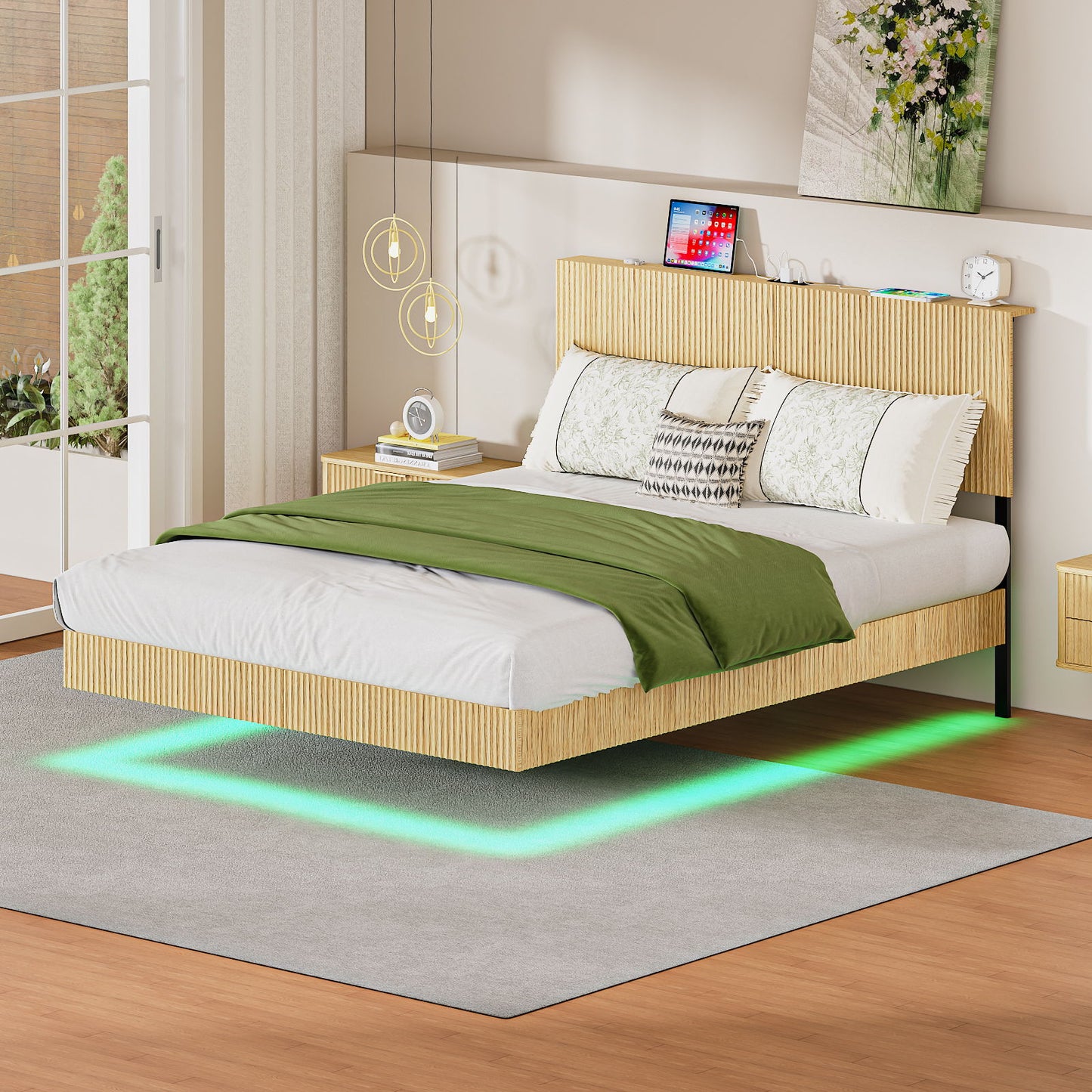 Floating Bedstead With Charging Station And LED Lights - The Sleep Loft - Online Mattress Showroom NYC