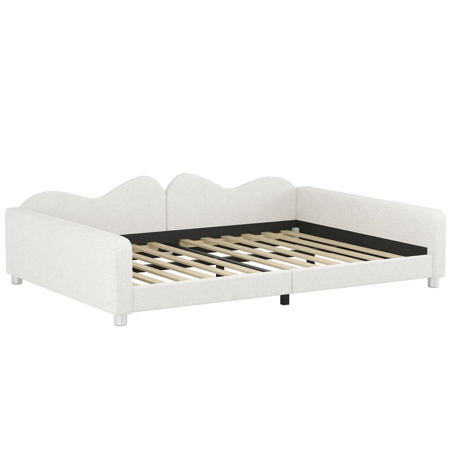 Upholstered Daybed, Sherpa Fabric Sofabed With Cloud-Shaped Backrest - The Sleep Loft - Online Mattress Showroom NYC