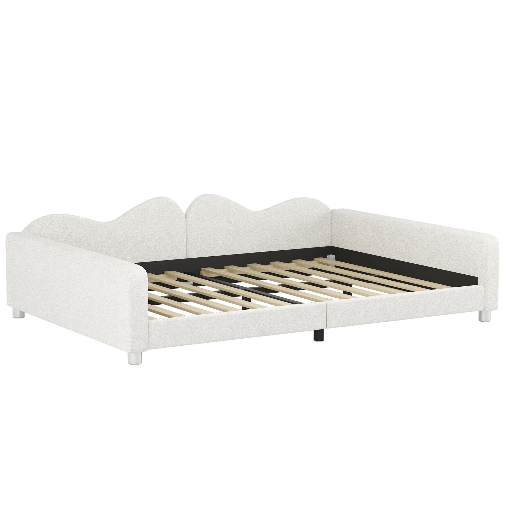 Upholstered Daybed, Sherpa Fabric Sofabed With Cloud-Shaped Backrest - The Sleep Loft - Online Mattress Showroom NYC