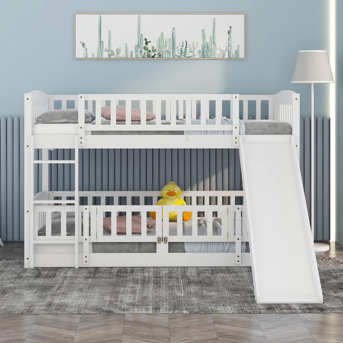Low Bunk Bed With Slide, Fence And Ladder - The Sleep Loft - Online Mattress Showroom NYC