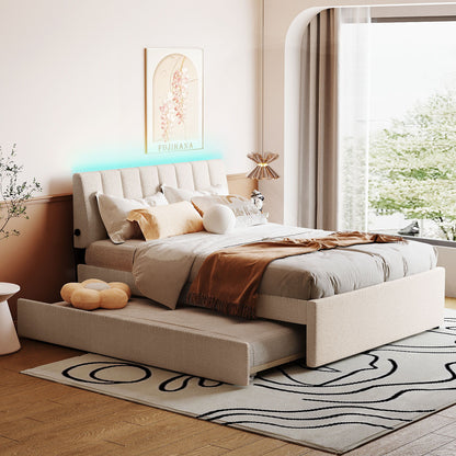 Upholstered Platform Bed With Trundle - The Sleep Loft - Online Mattress Showroom NYC
