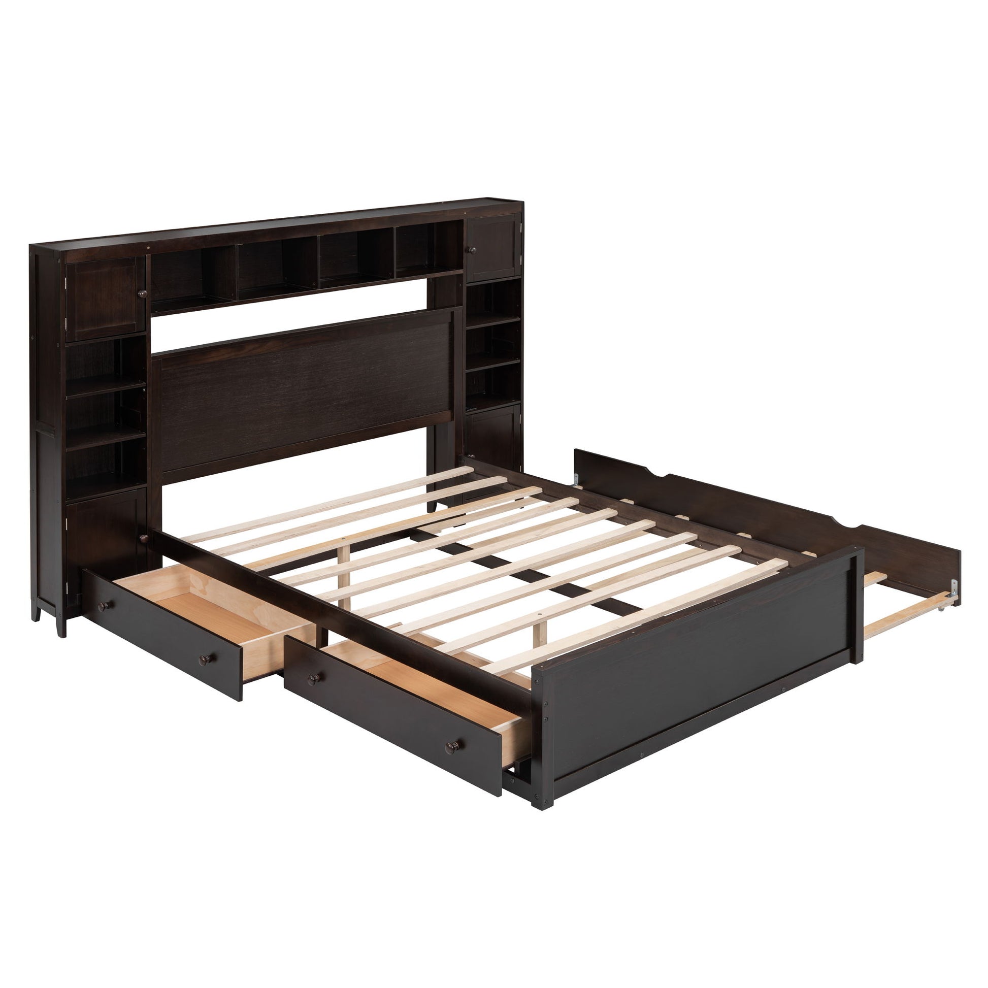 Bed With All In One Cabinet, Shelf And Sockets, Twin Long Trundle - The Sleep Loft - Online Mattress Showroom NYC
