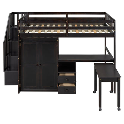 Loft Bed With Stairs, Bookshelf, Drawers, Desk & Wardrobe, Space Saving Multifunctional Furniture - The Sleep Loft - Online Mattress Showroom NYC