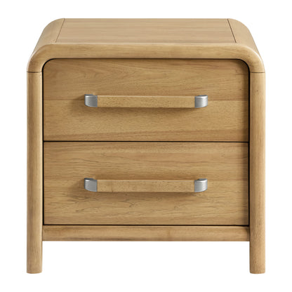 2 Drawer Nightstand With USB Charging - Brown