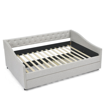 Upholstered Tufted Daybed With Drawers, Waved Arms - The Sleep Loft - Online Mattress Showroom NYC