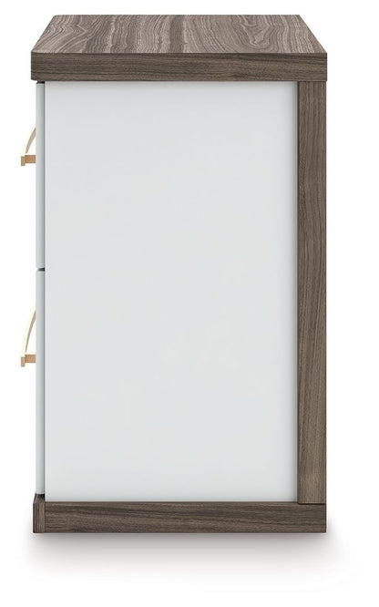 Kendanport - Two Drawer Night Stand - Brown / White