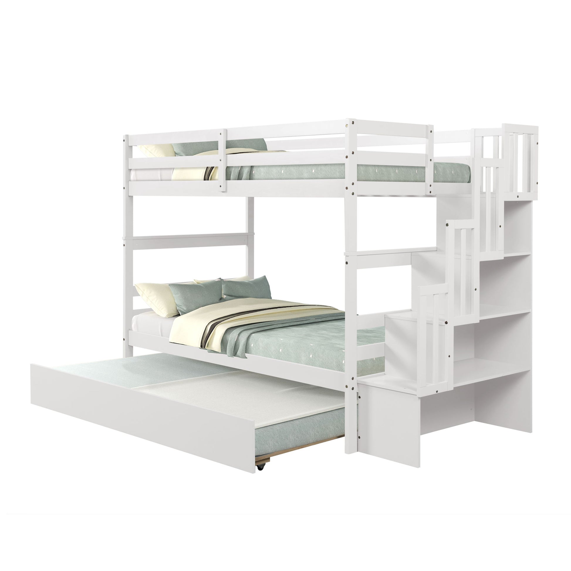 Twin Over Twin Bunk Beds With Twin Trundle And Stairway Storage Function - The Sleep Loft - Online Mattress Showroom NYC