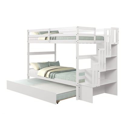 Twin Over Twin Bunk Beds With Twin Trundle And Stairway Storage Function - The Sleep Loft - Online Mattress Showroom NYC