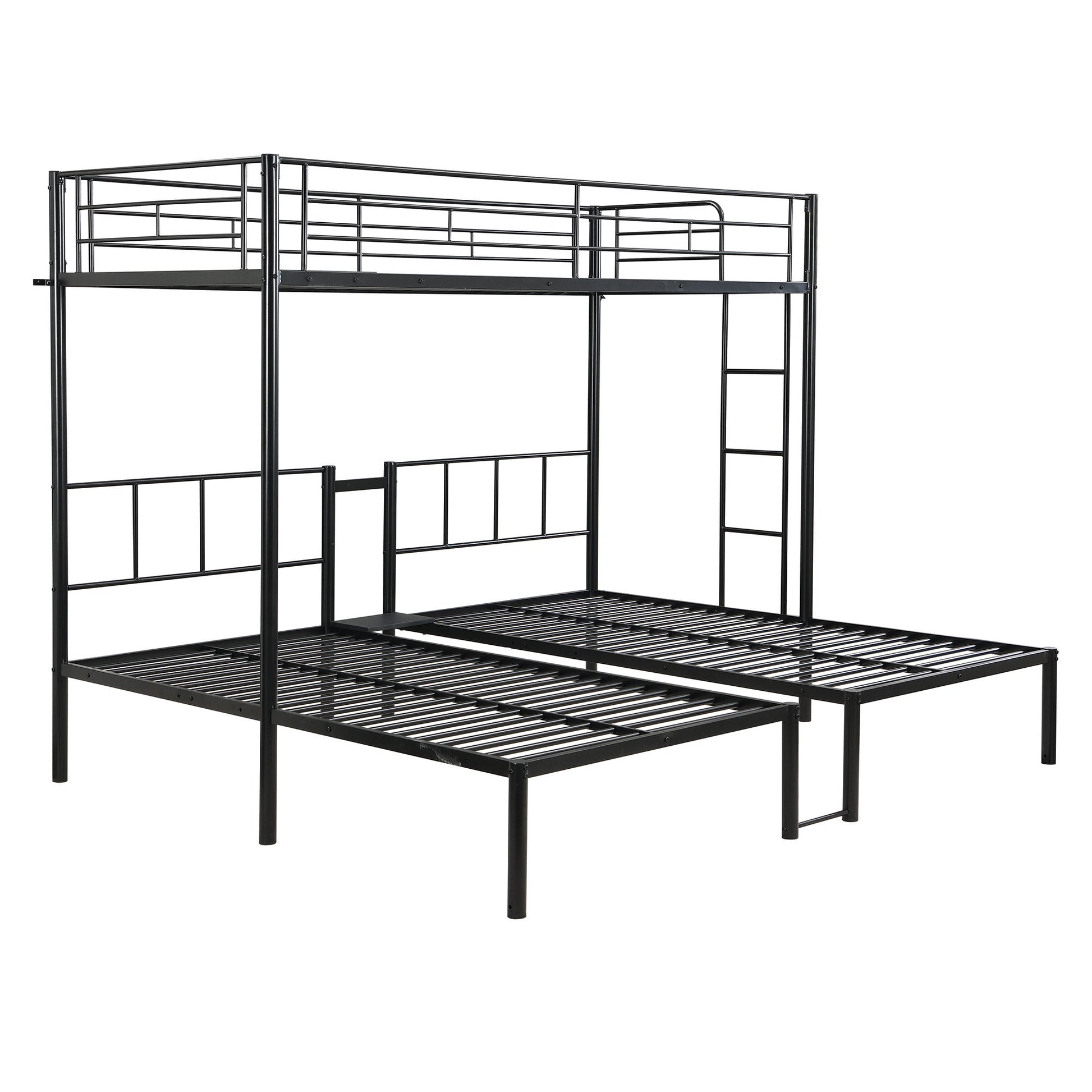 Twin Over Twin Over Twin Triple Bunk Bed With Safety Rails And Storage Shelf - Black - The Sleep Loft - Online Mattress Showroom NYC
