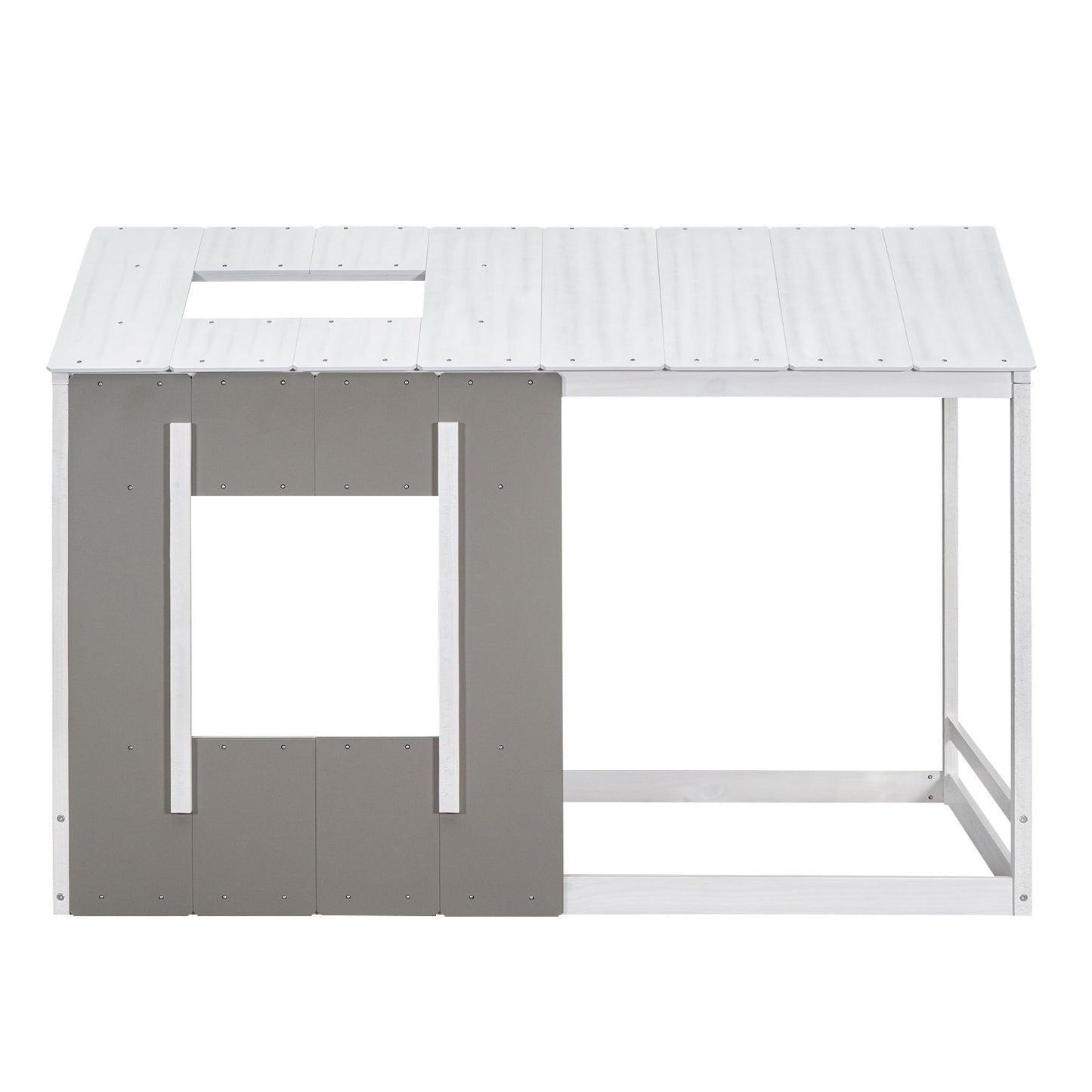 Twin Size House Platform Bed With Roof And Window - Natural / White - The Sleep Loft - Online Mattress Showroom NYC