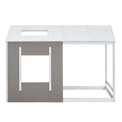 Twin Size House Platform Bed With Roof And Window - Natural / White - The Sleep Loft - Online Mattress Showroom NYC
