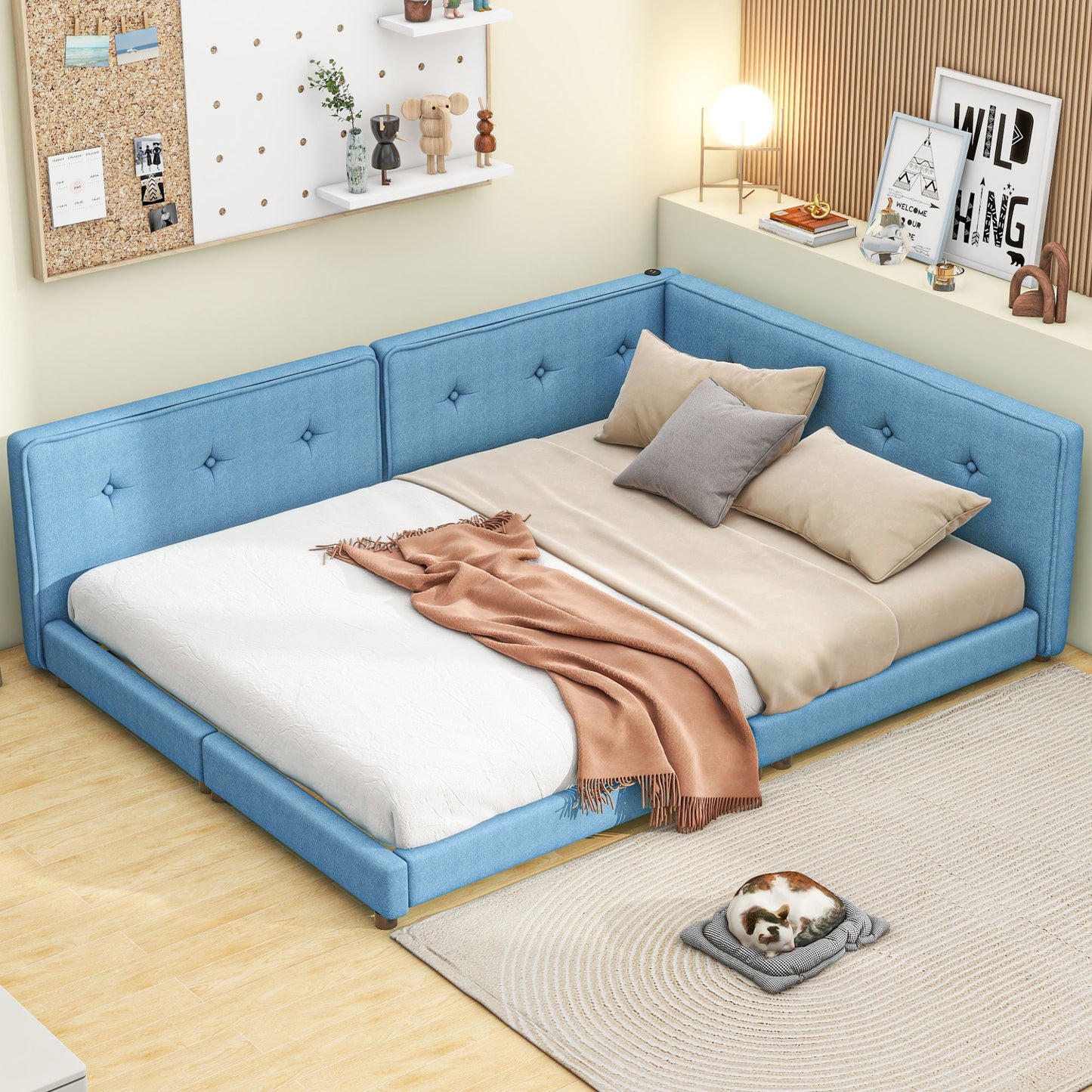 Modern Upholstered Platform Bed With USB Ports And LED Belt - The Sleep Loft - Online Mattress Showroom NYC