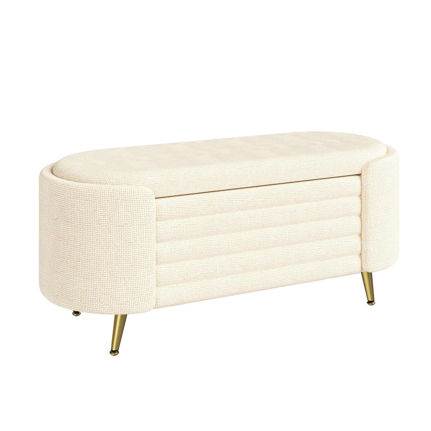 Modern Oval Storage Ottoman With Upholstery - The Sleep Loft - Online Mattress Showroom NYC