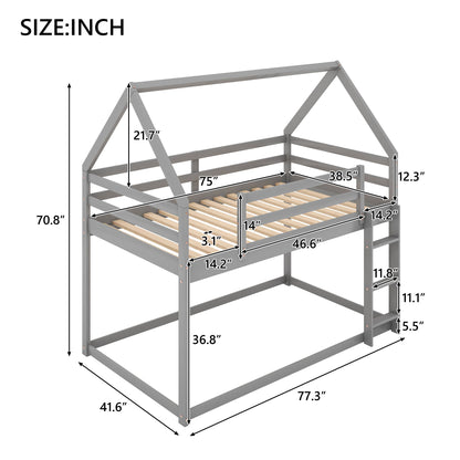 Low Bunk Bed With House Shaped Frame And Ladder - The Sleep Loft - Online Mattress Showroom NYC