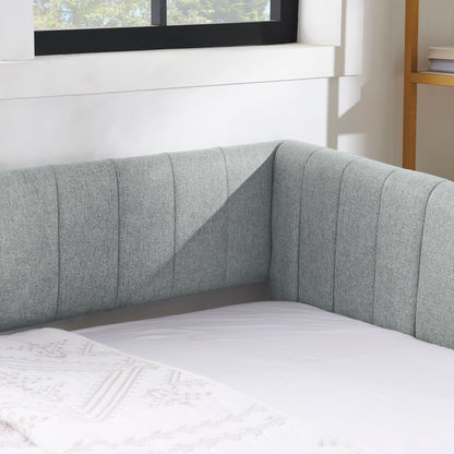 Upholstered Daybed With Trundle With Vertical Stripes - The Sleep Loft - Online Mattress Showroom NYC