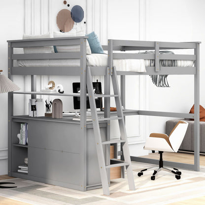 Modern Loft Bed With Built In Desk, Shelves, And 2 Drawers - The Sleep Loft - Online Mattress Showroom NYC