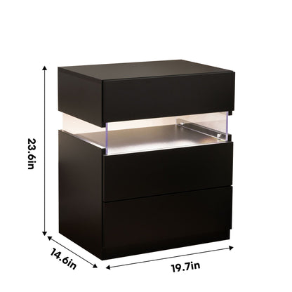 LED Nightstands, 3 Drawer For Bedroom - The Sleep Loft - Online Mattress Showroom NYC