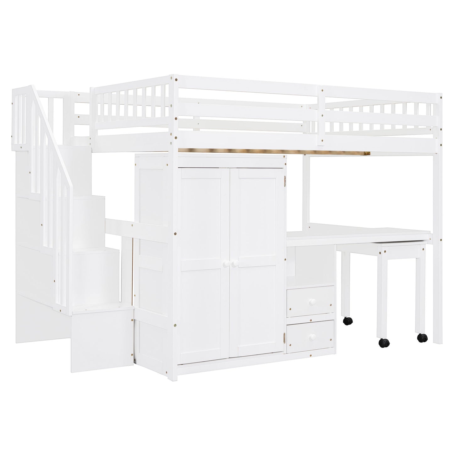 Loft Bed With Stairs, Bookshelf, Drawers, Desk & Wardrobe, Space Saving Multifunctional Furniture - The Sleep Loft - Online Mattress Showroom NYC