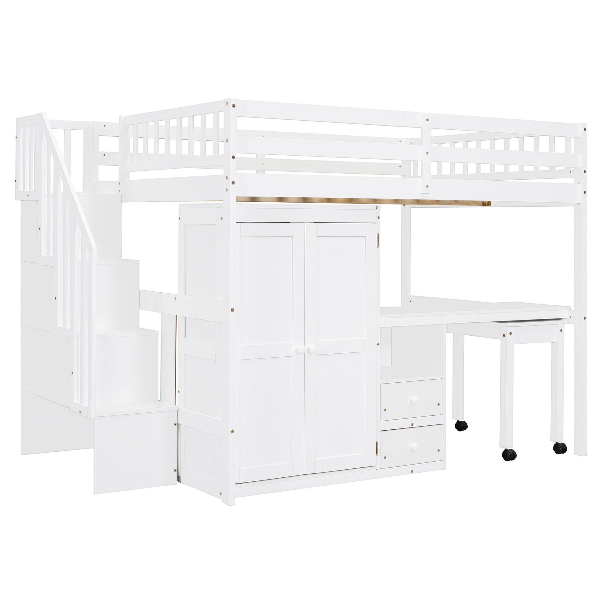 Loft Bed With Stairs, Bookshelf, Drawers, Desk & Wardrobe, Space Saving Multifunctional Furniture - The Sleep Loft - Online Mattress Showroom NYC