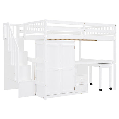 Loft Bed With Stairs, Bookshelf, Drawers, Desk & Wardrobe, Space Saving Multifunctional Furniture - The Sleep Loft - Online Mattress Showroom NYC