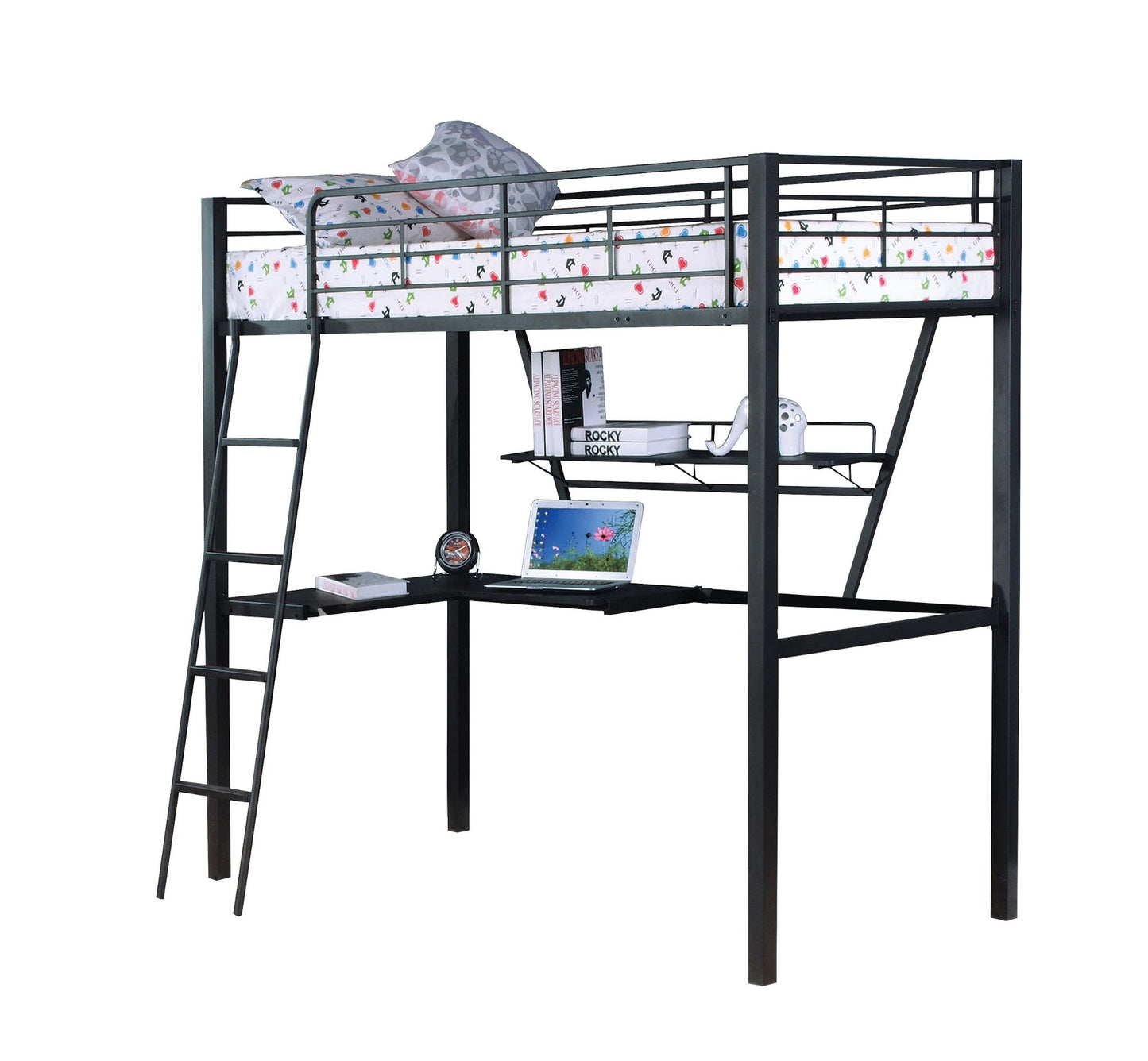 Senon - Twin Loft Bed With Desk - Black / Silver - The Sleep Loft - Online Mattress Showroom NYC