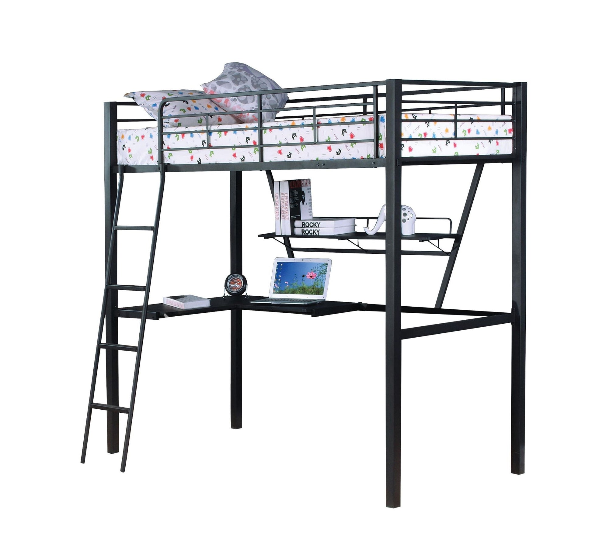 Senon - Twin Loft Bed With Desk - Black / Silver - The Sleep Loft - Online Mattress Showroom NYC