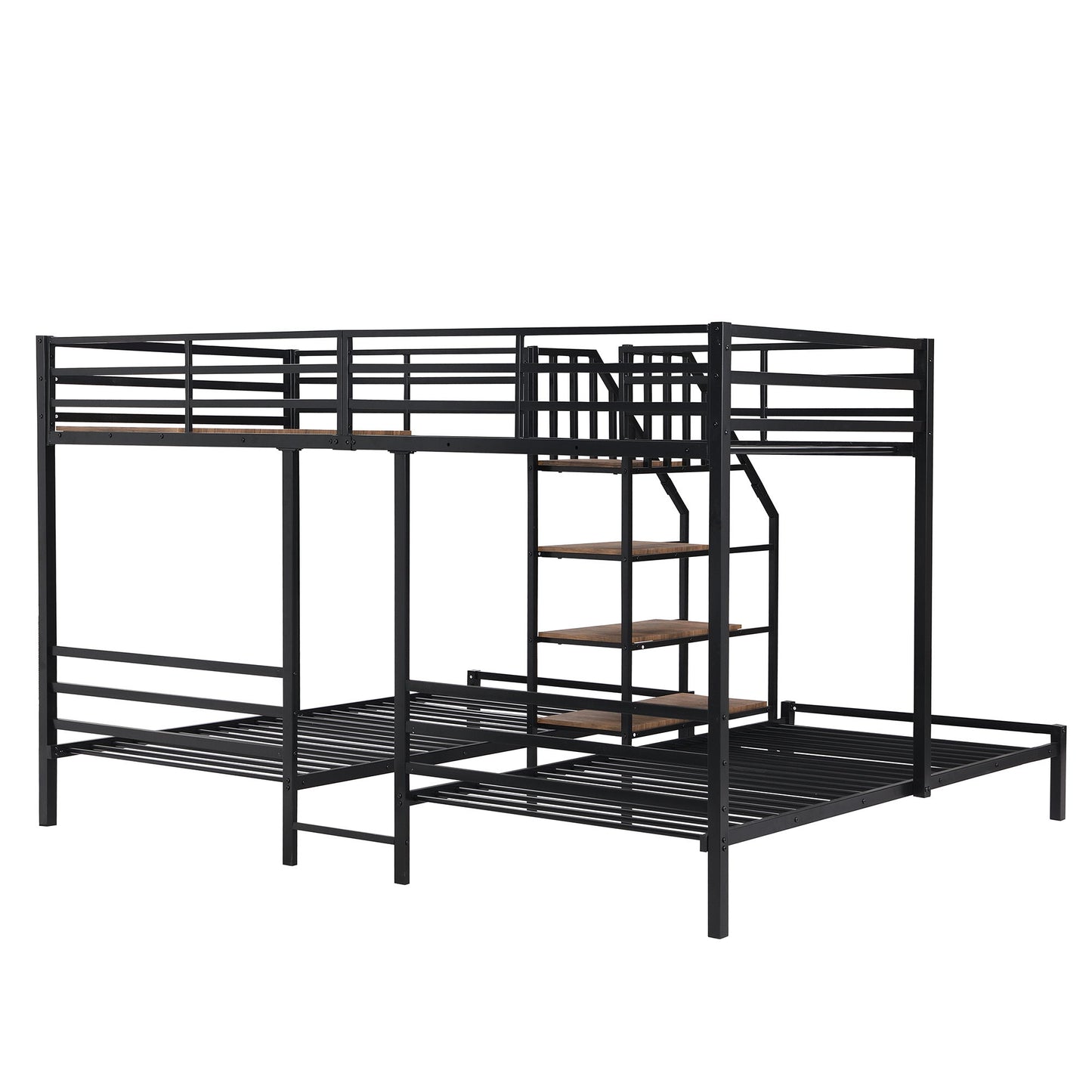 Metal Bunk Bed With Storage Shelves Staircase - The Sleep Loft - Online Mattress Showroom NYC