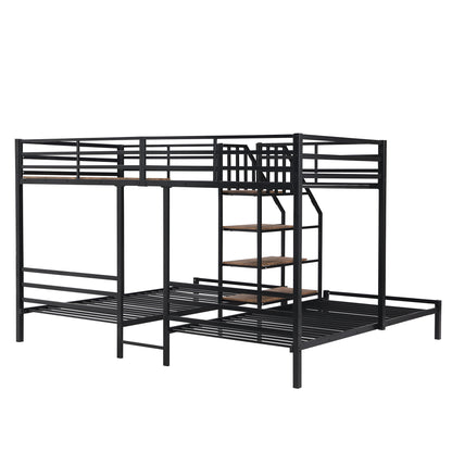Metal Bunk Bed With Storage Shelves Staircase - The Sleep Loft - Online Mattress Showroom NYC