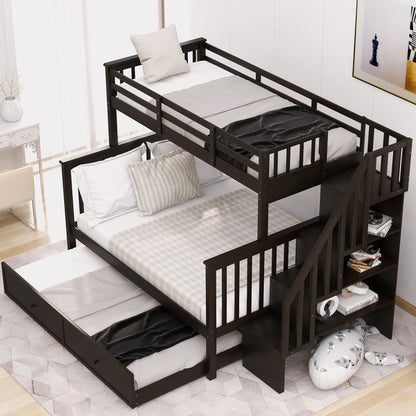Bunk Bed With Twin Size Trundle, Storage And Guard Rail For Bedroom - The Sleep Loft - Online Mattress Showroom NYC