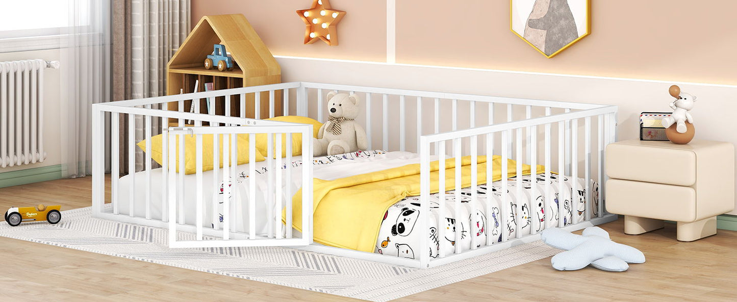 Metal Floor Bed Frame With Fence And Door - The Sleep Loft - Online Mattress Showroom NYC