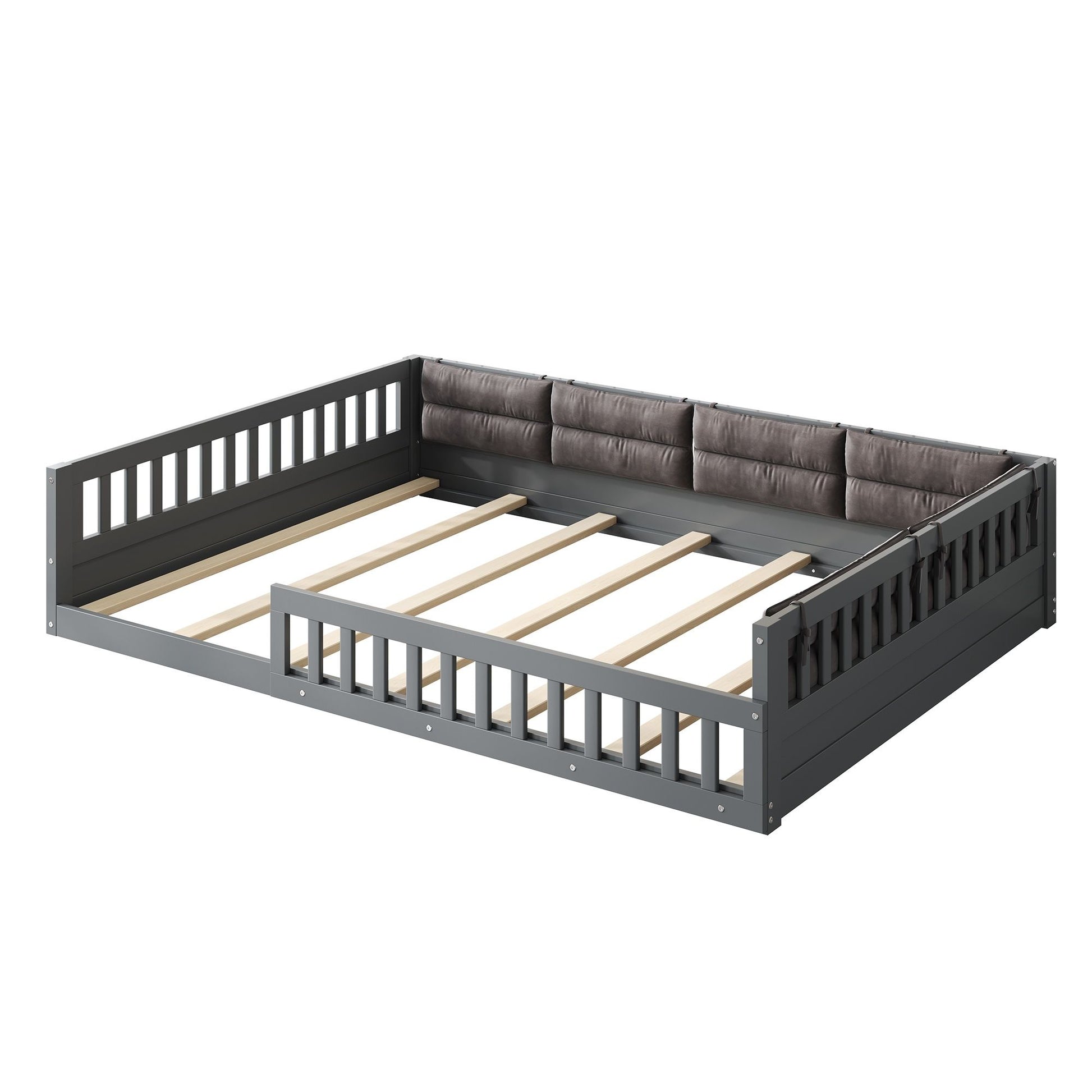 Upholstered Platform Bed With Guardrail And Pillow - The Sleep Loft - Online Mattress Showroom NYC