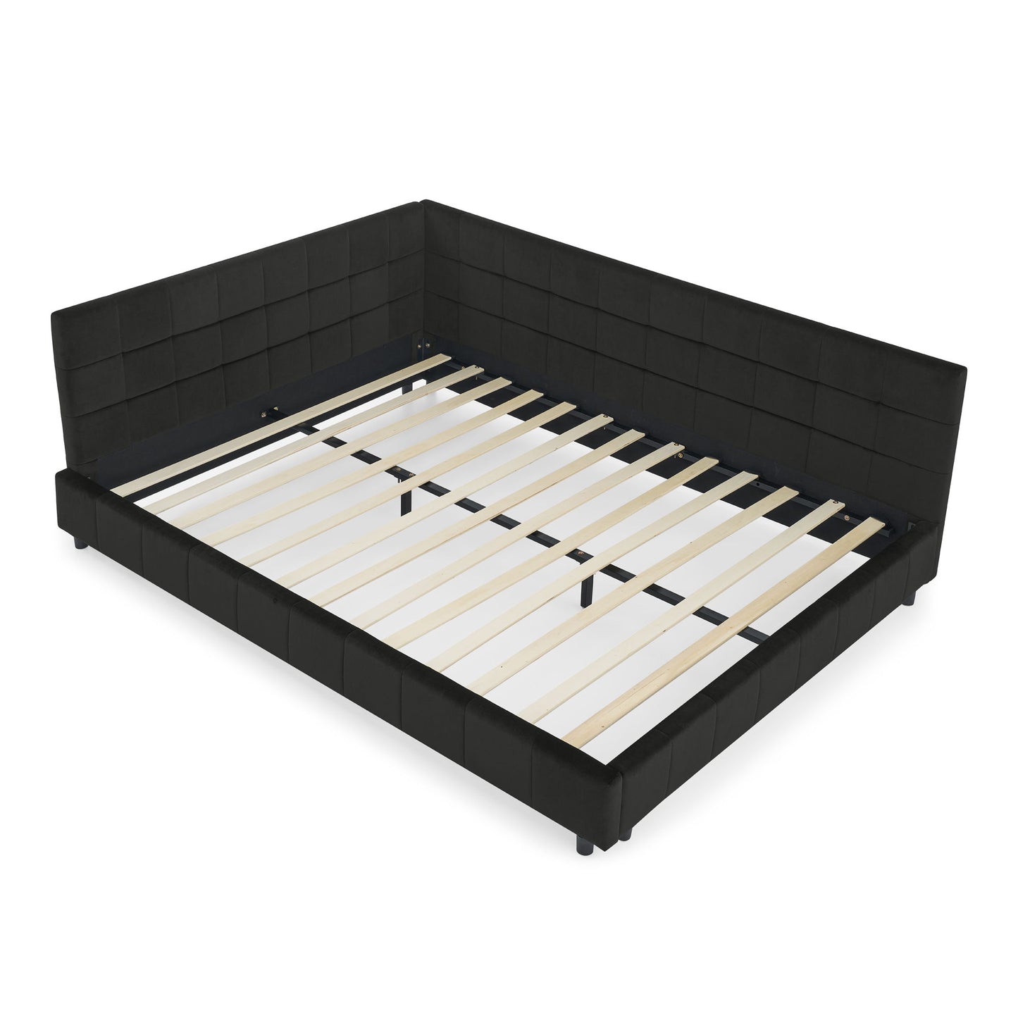 Mid-Century Storage Upholstered Tufted Bed Frame With Backrest And Armrests - The Sleep Loft - Online Mattress Showroom NYC