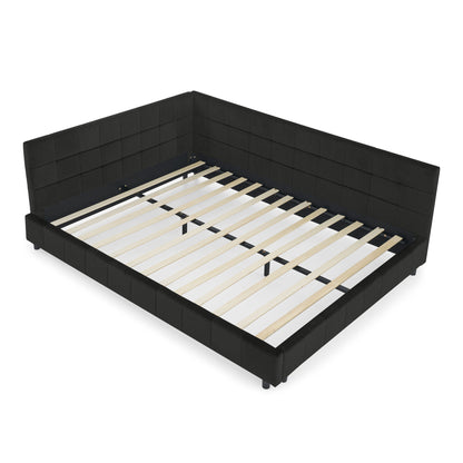 Mid-Century Storage Upholstered Tufted Bed Frame With Backrest And Armrests - The Sleep Loft - Online Mattress Showroom NYC