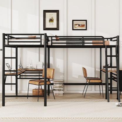 Twin Loft Bed With 2 Built In Desks, Mission Style - Black - The Sleep Loft - Online Mattress Showroom NYC