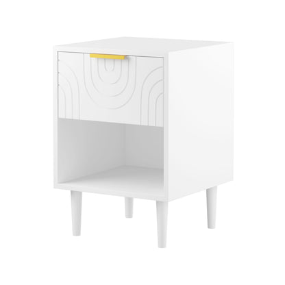 Nightstand With 1 Drawer And Open Shelf - White - The Sleep Loft - Online Mattress Showroom NYC