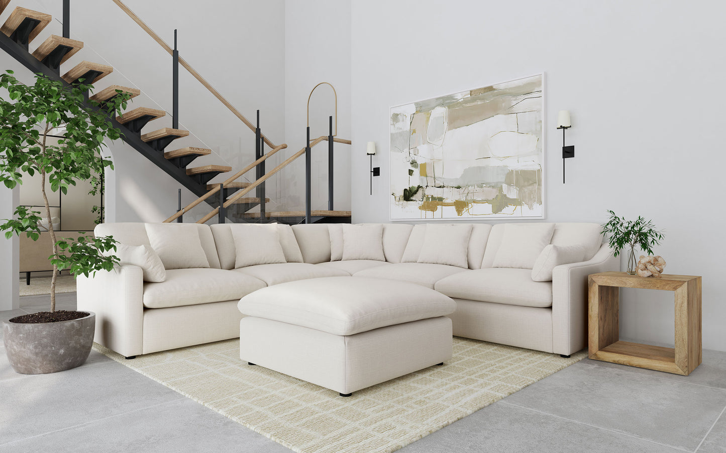 Hobson 6-piece Upholstered Modular Sectional Sofa Ivory