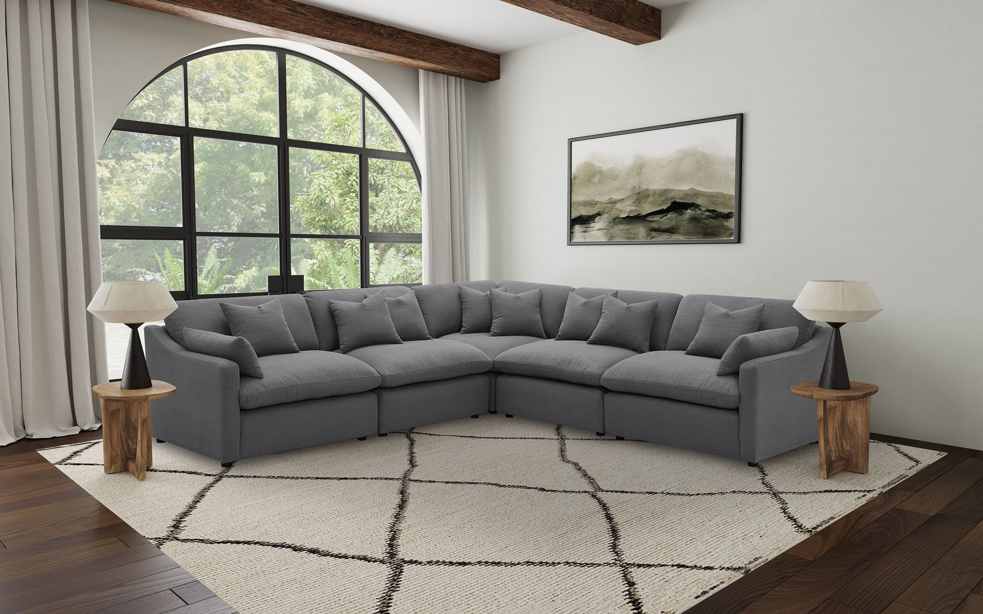 Hobson Upholstered LAF Chair Charcoal