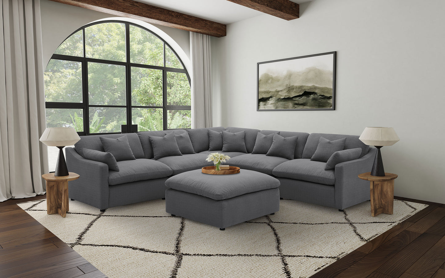 Hobson Upholstered LAF Chair Charcoal
