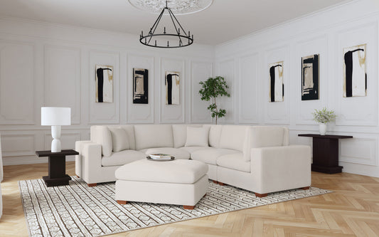 Lakeview 6-piece Upholstered Modular Sectional Sofa Ivory - The Sleep Loft - Online Mattress Showroom NYC