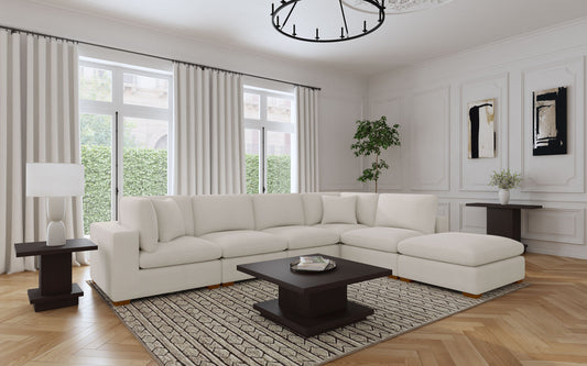 Lakeview 6-piece Upholstered Modular Sectional Sofa Ivory - The Sleep Loft - Online Mattress Showroom NYC
