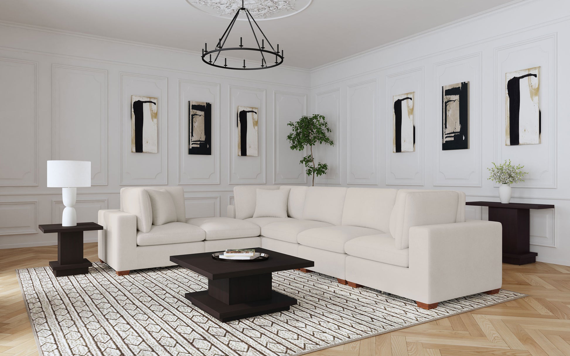 Lakeview Rectangular Upholstered Ottoman Ivory
