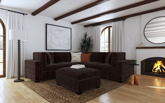 Lakeview 6-piece Upholstered Modular Sectional Chocolate - The Sleep Loft - Online Mattress Showroom NYC