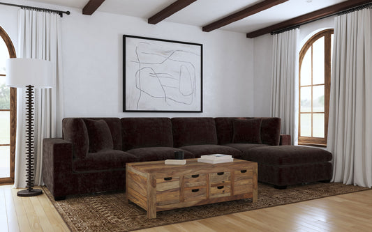 Lakeview 5-piece Upholstered Modular Sectional Chocolate - The Sleep Loft - Online Mattress Showroom NYC