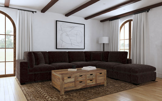 Lakeview 6-piece Upholstered Modular Sectional Chocolate - The Sleep Loft - Online Mattress Showroom NYC